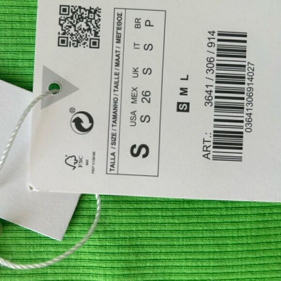 NEW Zara Green Ribbed Ruched Short Sleeve Crop Top Size Small - Picture 5 of 8